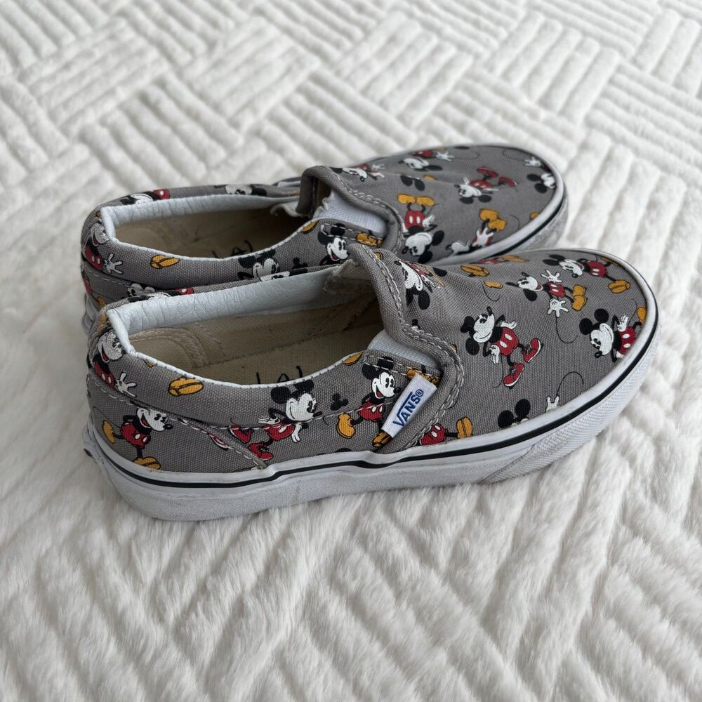 Vans Kids Gray Mickey Mouse Slip-On Sneakers - Picture 1 of 9